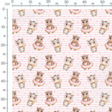 Tissu - Hippopotames en bouées roses