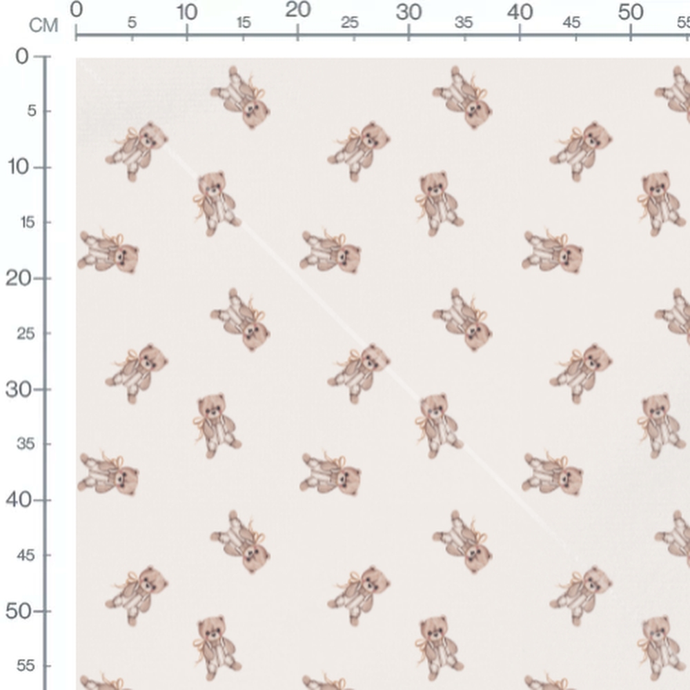Tissu - Oursons rayés sur beige