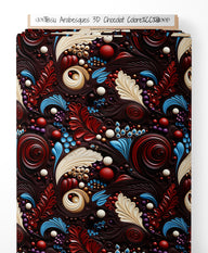 Tissu - Arabesques 3D Chocolat Coloré