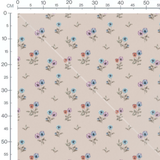 Tissu - Fleurs bleues, roses et violettes