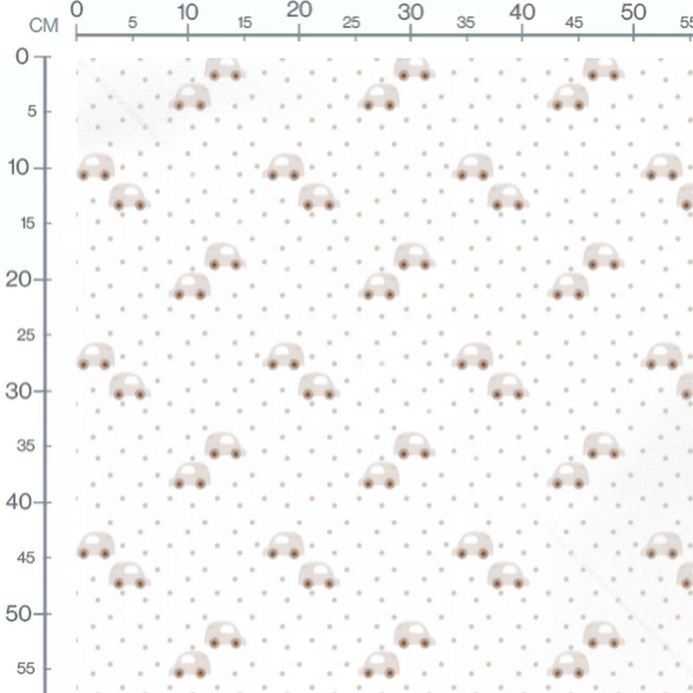 Tissu - Petites voitures et pois