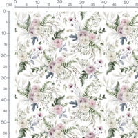 Tissu - Roses blanches et violettes