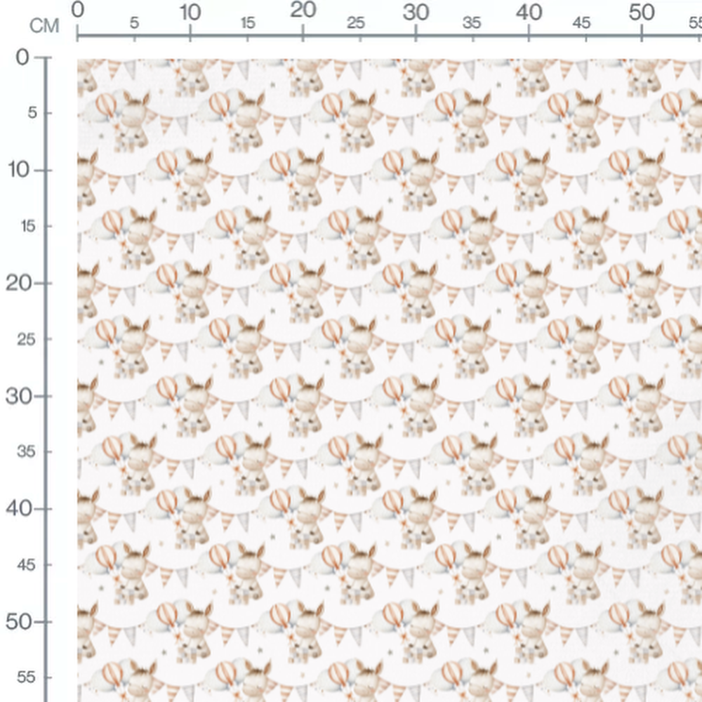 Tissu - Ânes ballons et nuages