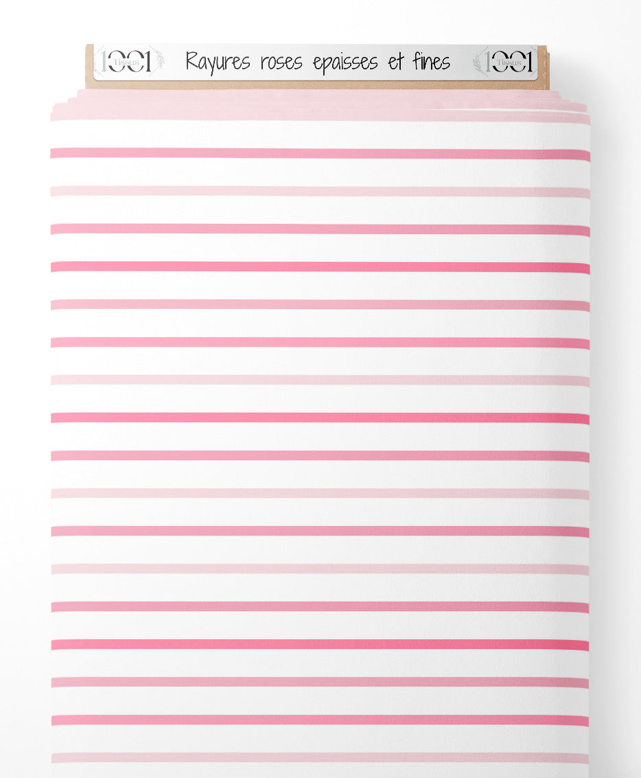Tissu - Rayures roses épaisses et fines