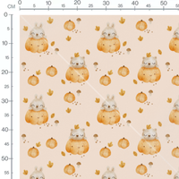 Tissu - Lapins et ours assis orange