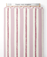 Tissu - Rayures roses irrégulières