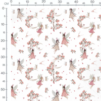 Tissu - Fées et arbres en fleurs roses