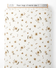 Tissu - Fleurs beige et marron doux 2