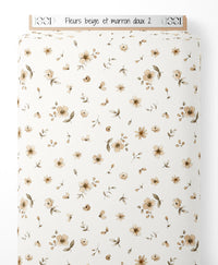 Tissu - Fleurs beige et marron doux 2