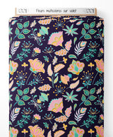 Tissu - Fleurs multicolores sur violet