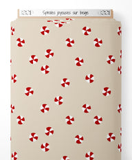 Tissu - Spirales joyeuses sur beige