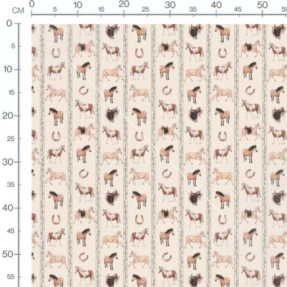 Tissu - Chevaux bruns en différentes poses