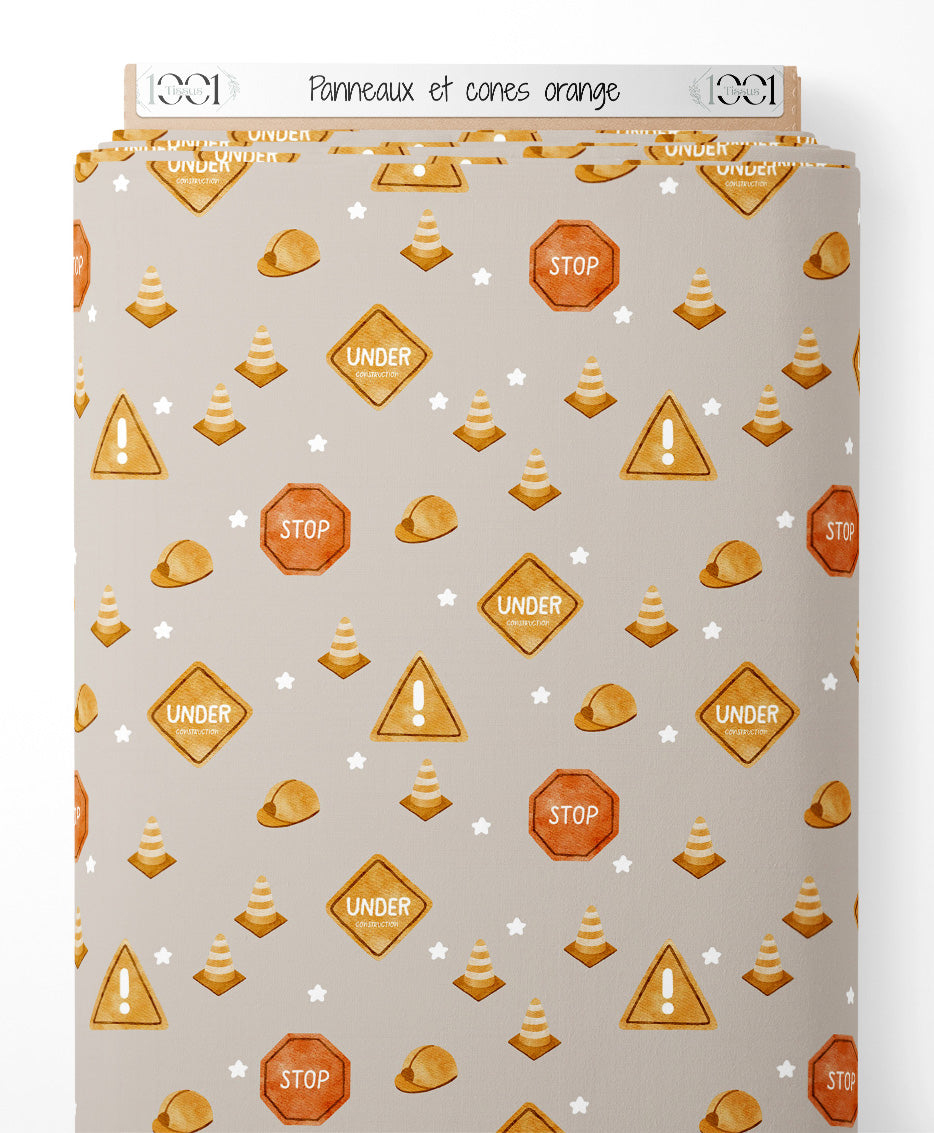 Tissu - Panneaux et cônes orange