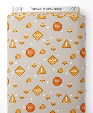 Tissu - Panneaux et cônes orange