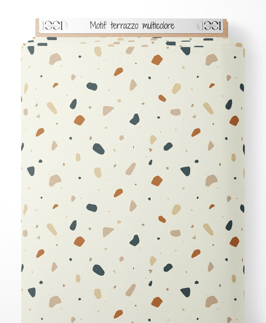 Tissu - Motif terrazzo multicolore