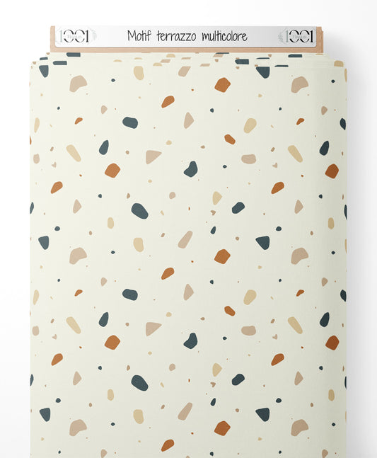 Tissu - Motif terrazzo multicolore
