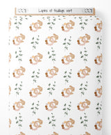 Tissu - Lapins et feuillage vert