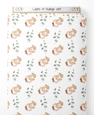 Tissu - Lapins et feuillage vert
