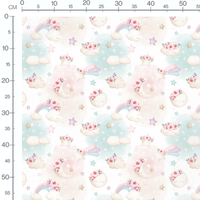 Tissu - Nuages et étoiles pastel