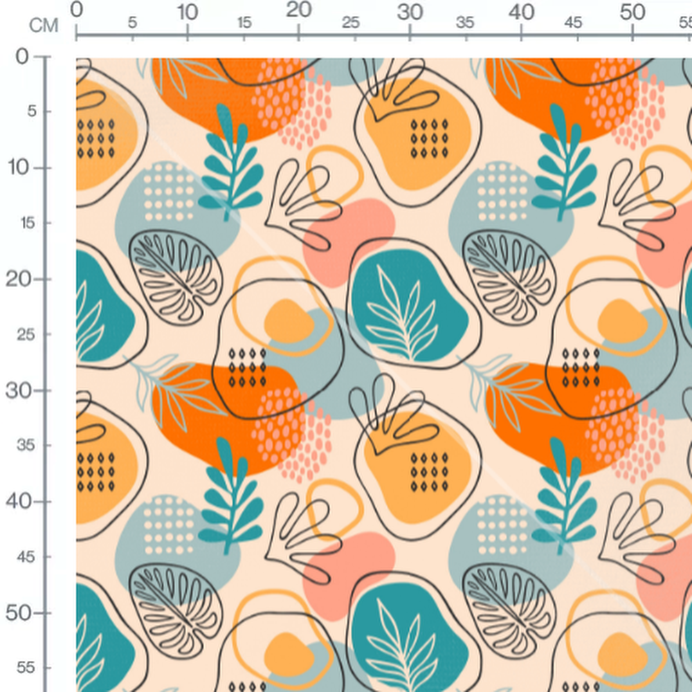 Tissu - Formes organiques sur beige