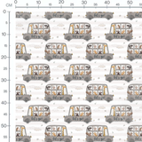 Tissu - Animaux dans bus gris