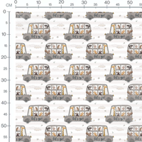 Tissu - Animaux dans bus gris