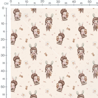 Tissu - Enfants lapins et oursons