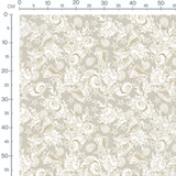 Tissu - Coquillages beige sur gris clair