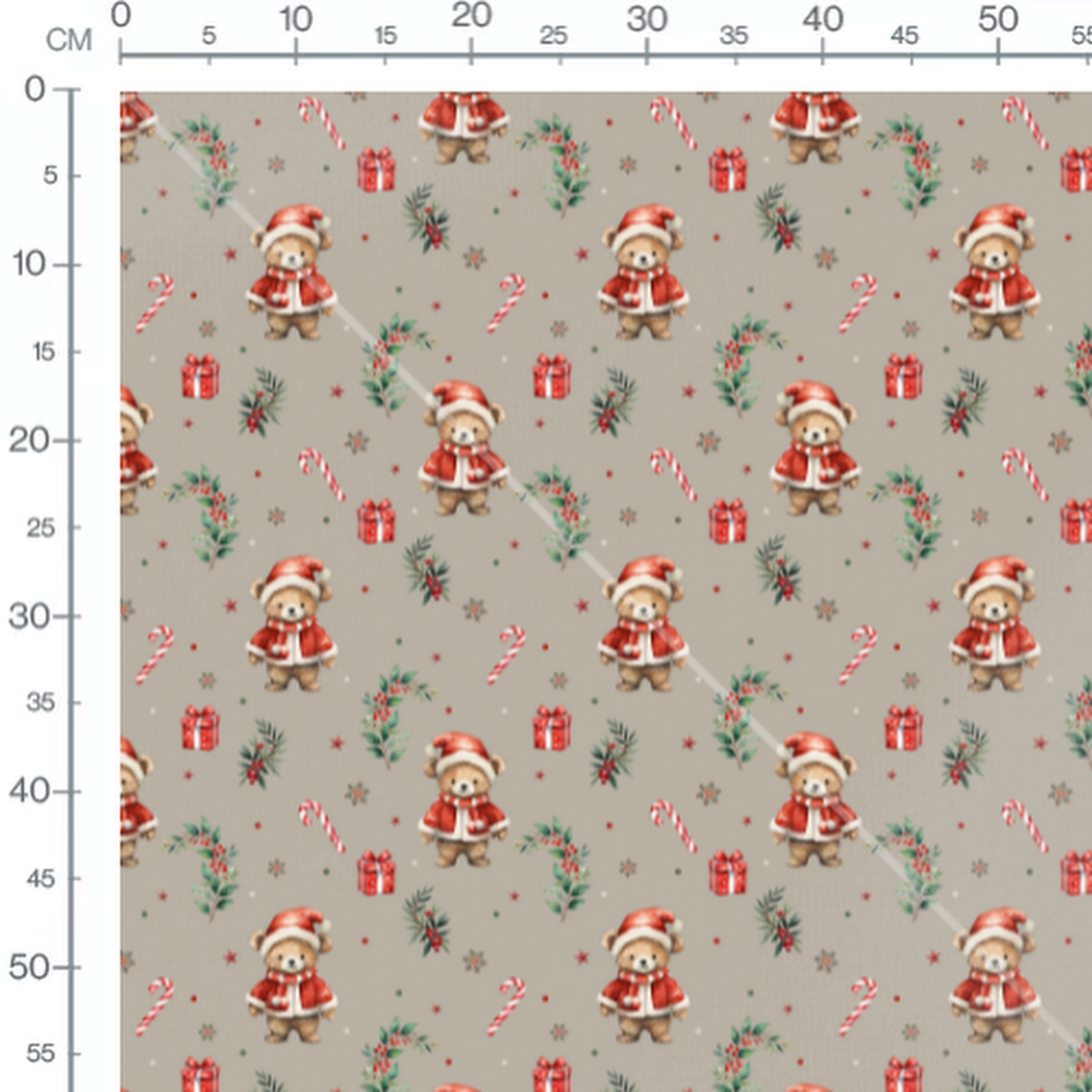 Tissu - Ourson Noël et cadeaux