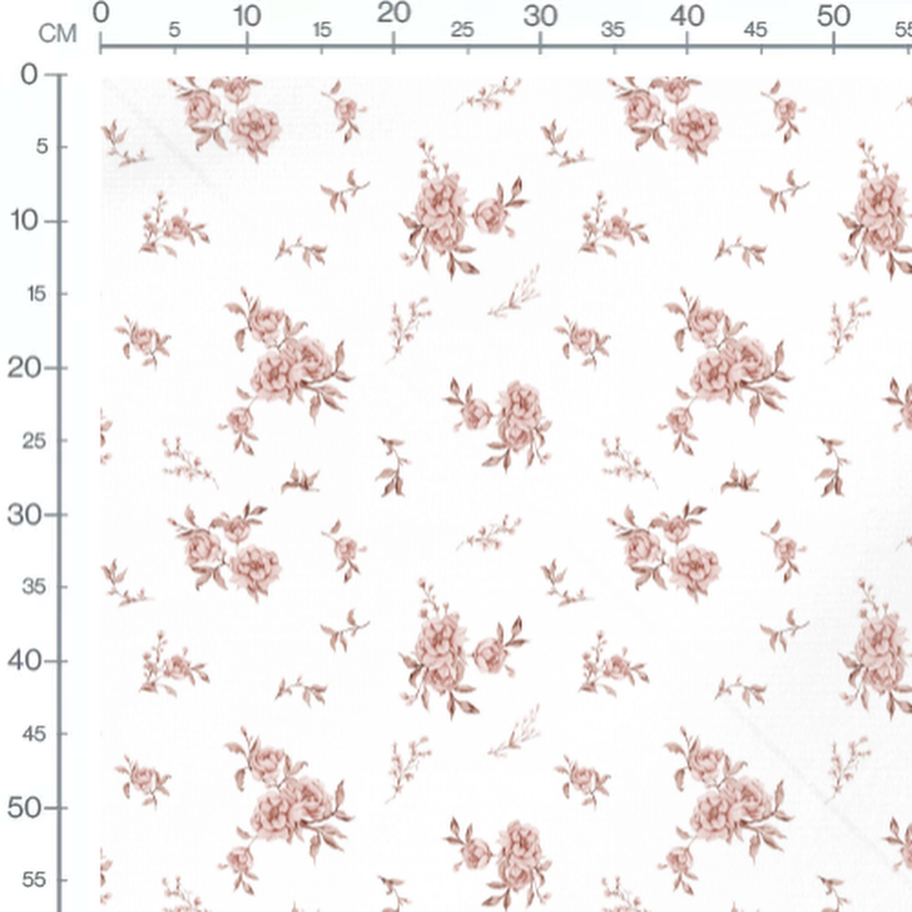 Tissu - Roses et feuilles marron