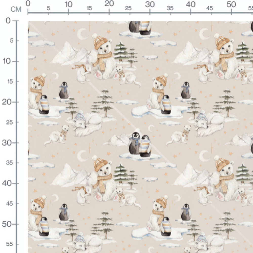 Tissu - Animaux polaires en hiver