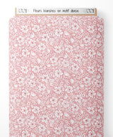Tissu - Fleurs blanches en motif dense