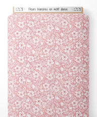 Tissu - Fleurs blanches en motif dense