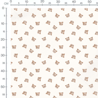 Tissu - Ours marron sur fond blanc 2