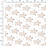 Tissu - Tortues beige et vagues bleues