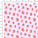 Tissu - Fraises et fleurs sur violet