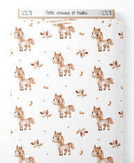 Tissu - Petits chevaux et feuilles