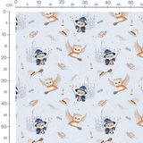 Tissu - Hiboux et magie sur fond bleu