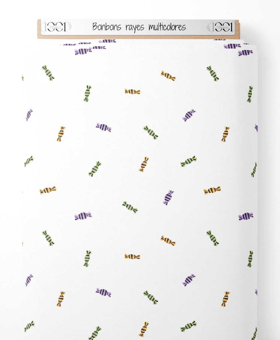 Tissu - Bonbons rayés multicolores