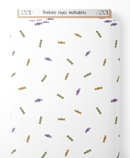 Tissu - Bonbons rayés multicolores