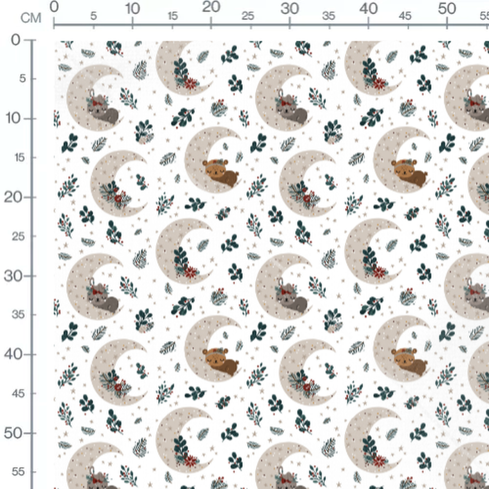 Tissu - Lunes avec animaux endormis