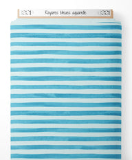 Tissu - Rayures bleues aquarelle