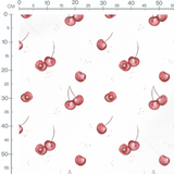 Tissu - Cerises aquarelle fond blanc