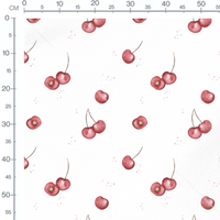 Tissu - Cerises aquarelle fond blanc