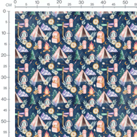 Tissu - Équipement de camping aquarelle