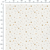 Tissu - Abeilles et fleurs bleues claires