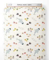 Tissu - Animaux marins colorés