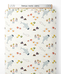 Tissu - Animaux marins colorés