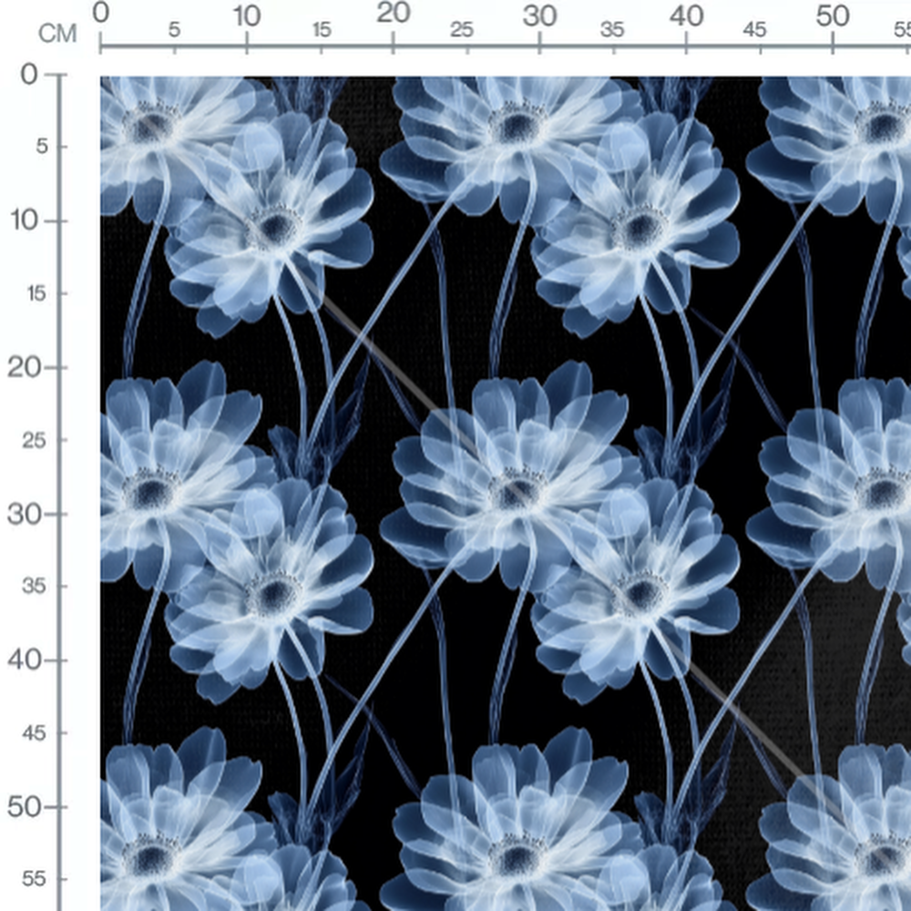 Tissu - Tissu Fleur Xray Bleu Noir