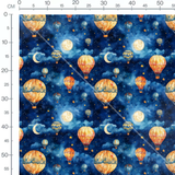 Tissu - Montgolfières et ciel étoilé